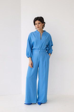 RomMax Women's Silk Suit, Blue, Size 46