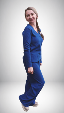 Women's RomMax ribbed electric blue suit, size 44