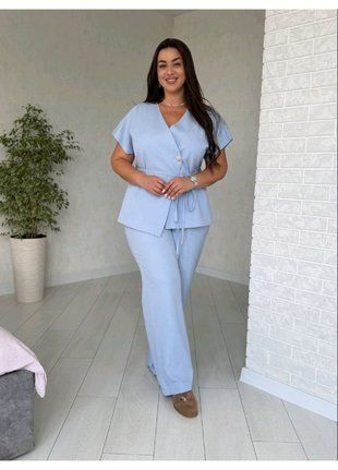 Women&rsquo;s suit Hardy suit fabric, light blue, size 48