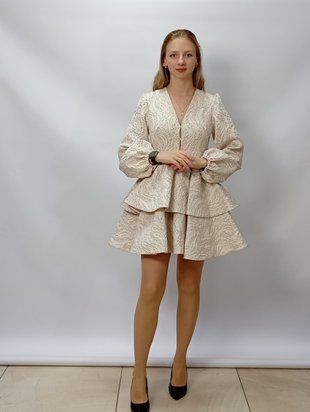 Women's dress DI_LI jacquard pink L