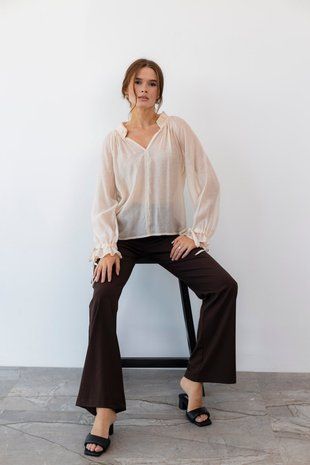 RomMax women's blouse, chiffon, ivory, size 48