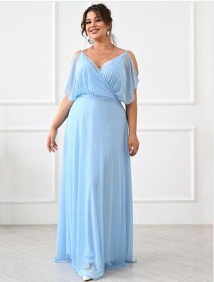 Enigma Women's Dress, Chiffon, Blue, Size 50
