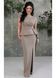 Платье женское с баской и прямой юбкой Enigma неопрен мокко 50