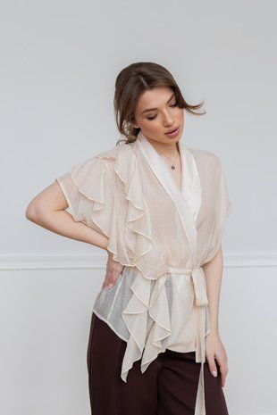 Women's blouse Voile RomMax chiffon beige 44